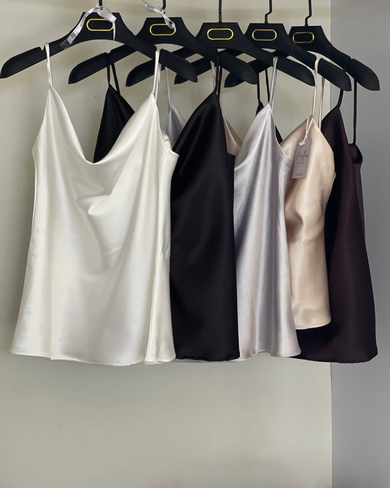 تاپ ساتن یقه شل شیک