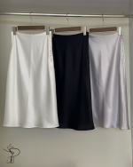 دامن ساتن بلند زنانه مدل فون رنگ مشکی