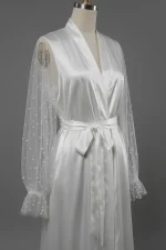 روبدوشامبر بلند عروس ساتن و توری