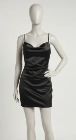 پیراهن یقه شل مجلسی ساتن کوتاه