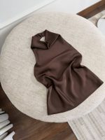 تاپ ساتن رنگ قهوه ای ترند